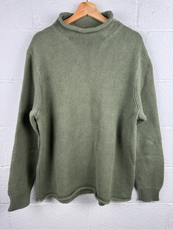 J. Crew Sweaters - Vintage 90s J.Crew Roll Neck Sweater XL Sage Green Oversized Chunky Knit Coastal